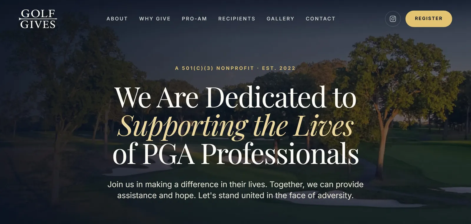 Golf Gives Foundation website preview