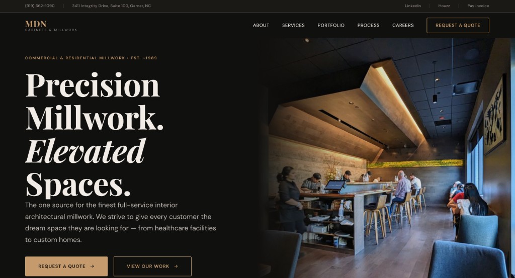 MDN Cabinets and Millwork — custom website design by LuminArch