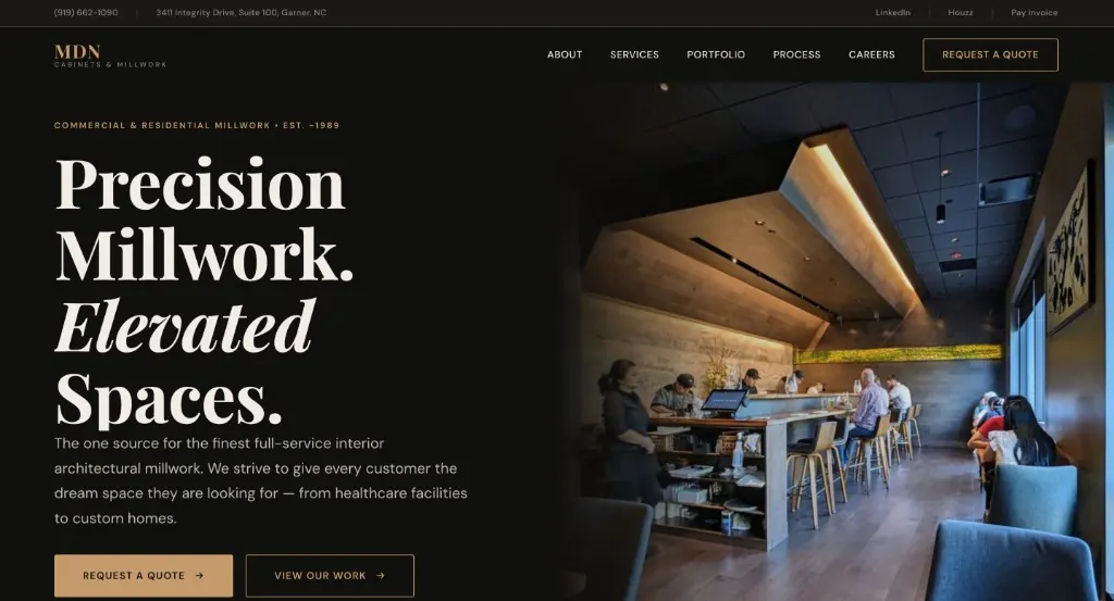 MDN Cabinets & Millwork website preview
