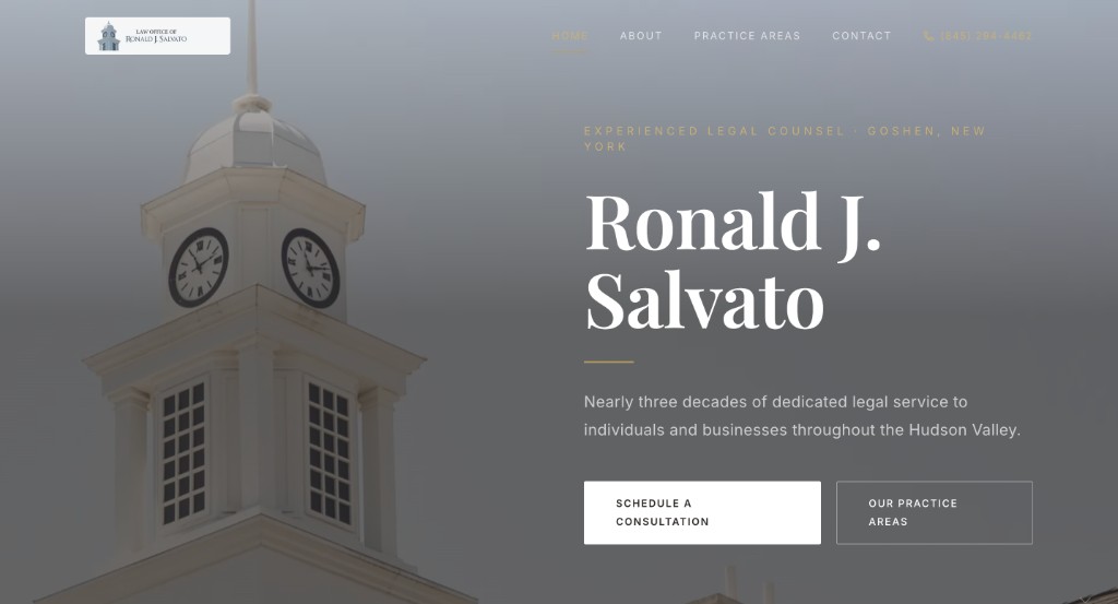 Law Office of Ronald J. Salvato — custom website design by LuminArch